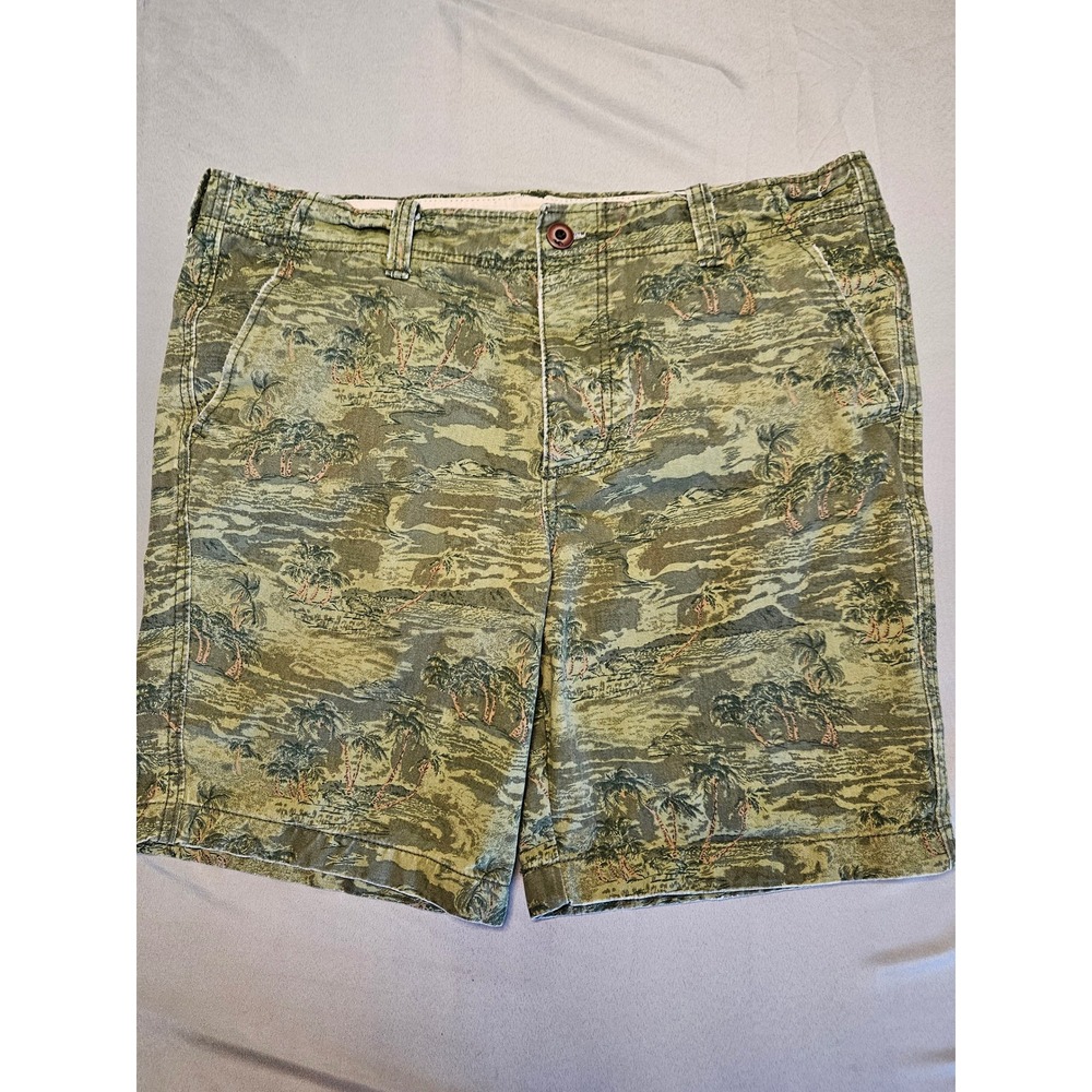 Hollister Chino Shorts Mens 36 Green Tropical Palm Tree Print Cotton Summer Surf